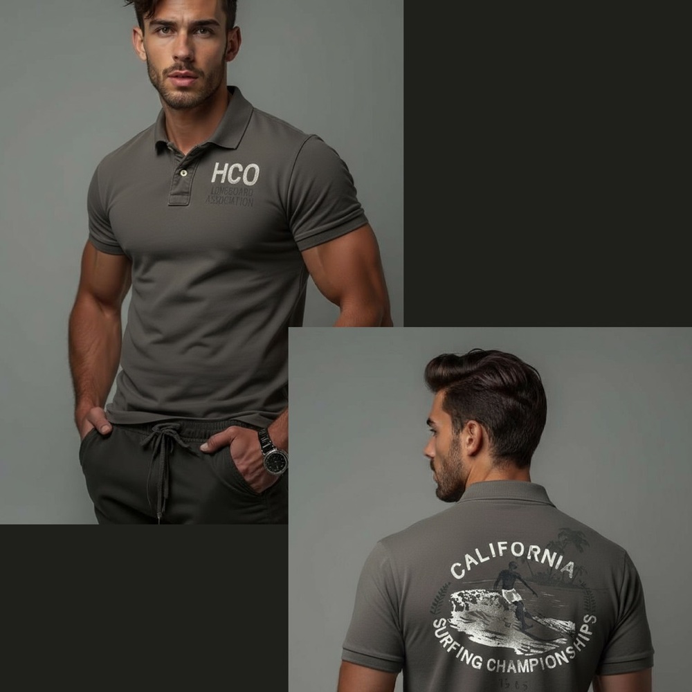 Hollister HCO Men's Vintage Gray Polo Shirt
California Surfing Championships